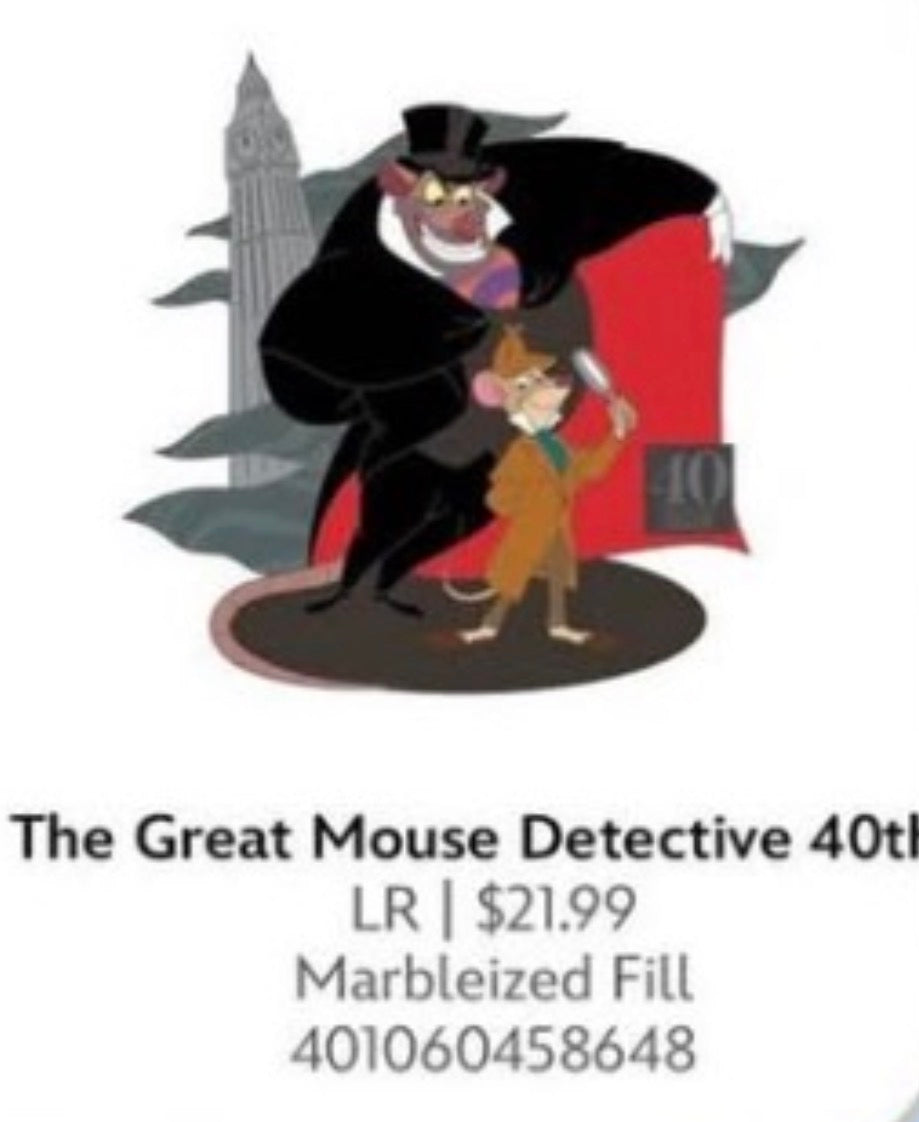 Disney The Great Mouse Detective 40th Anniversary Pin Limited Release