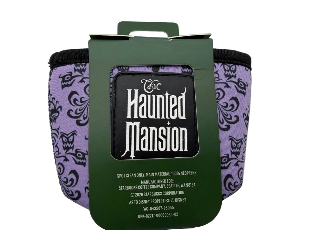 Disney Parks Starbucks Haunted Mansion Purple Fabric 16 Oz. Cold Cup Sleeve 2026 NWT