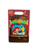 Disney Magical Theater Ariel and Flounder collectible enamel pin on its original display card, photographed against a white background.