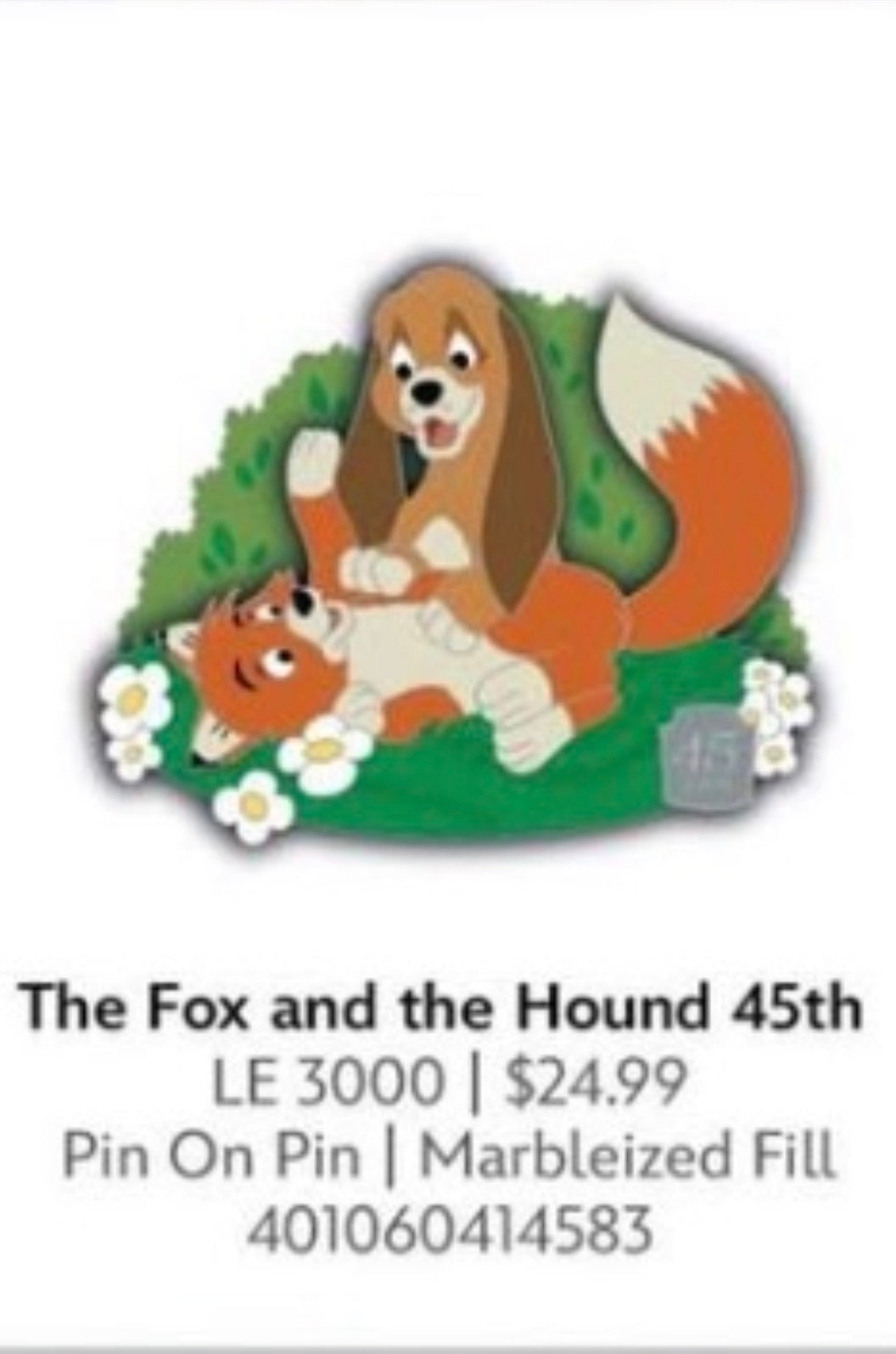 Disney The Fox and the Hound 45th Anniversary Pin Limited Edition 3000