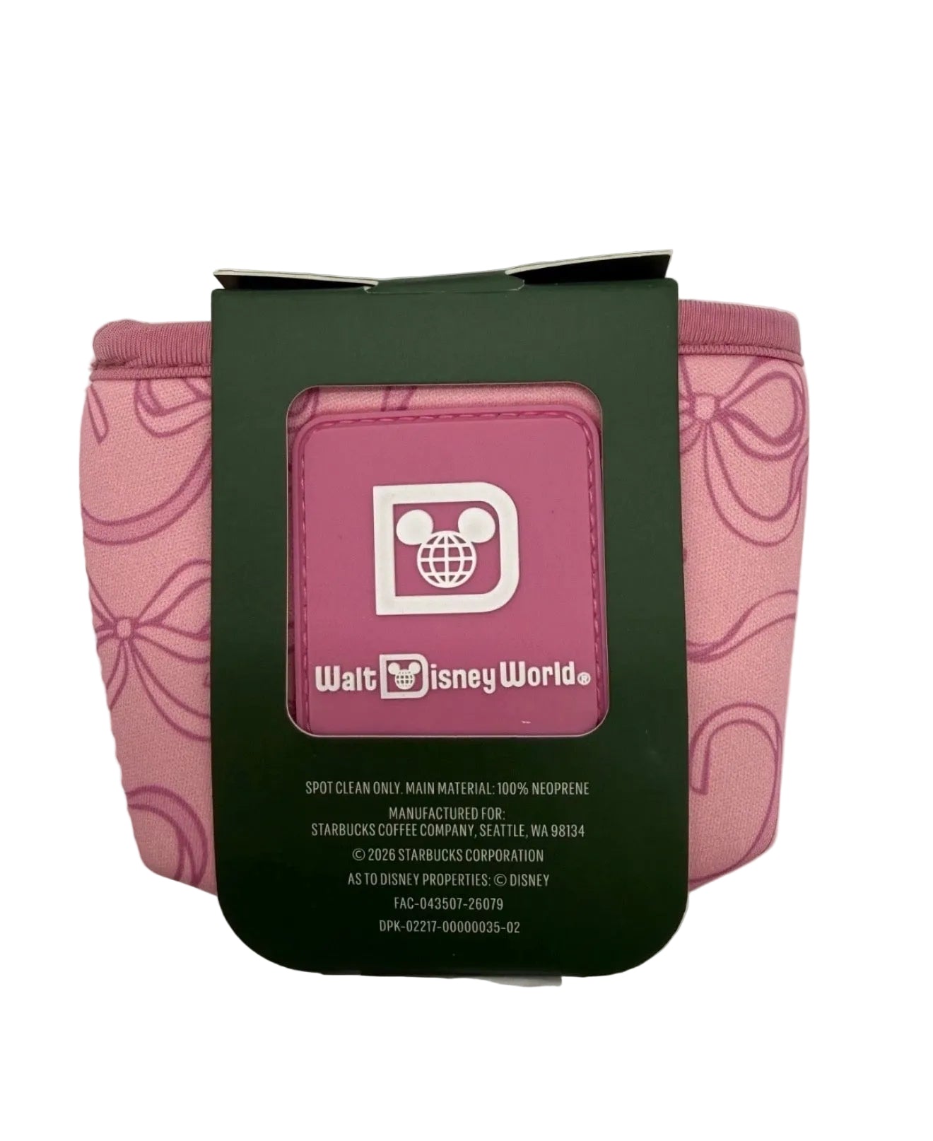 Disney Parks Starbucks Pink Ribbons & Bows Fabric 16 Oz. Cold Cup Sleeve 2026 NWT