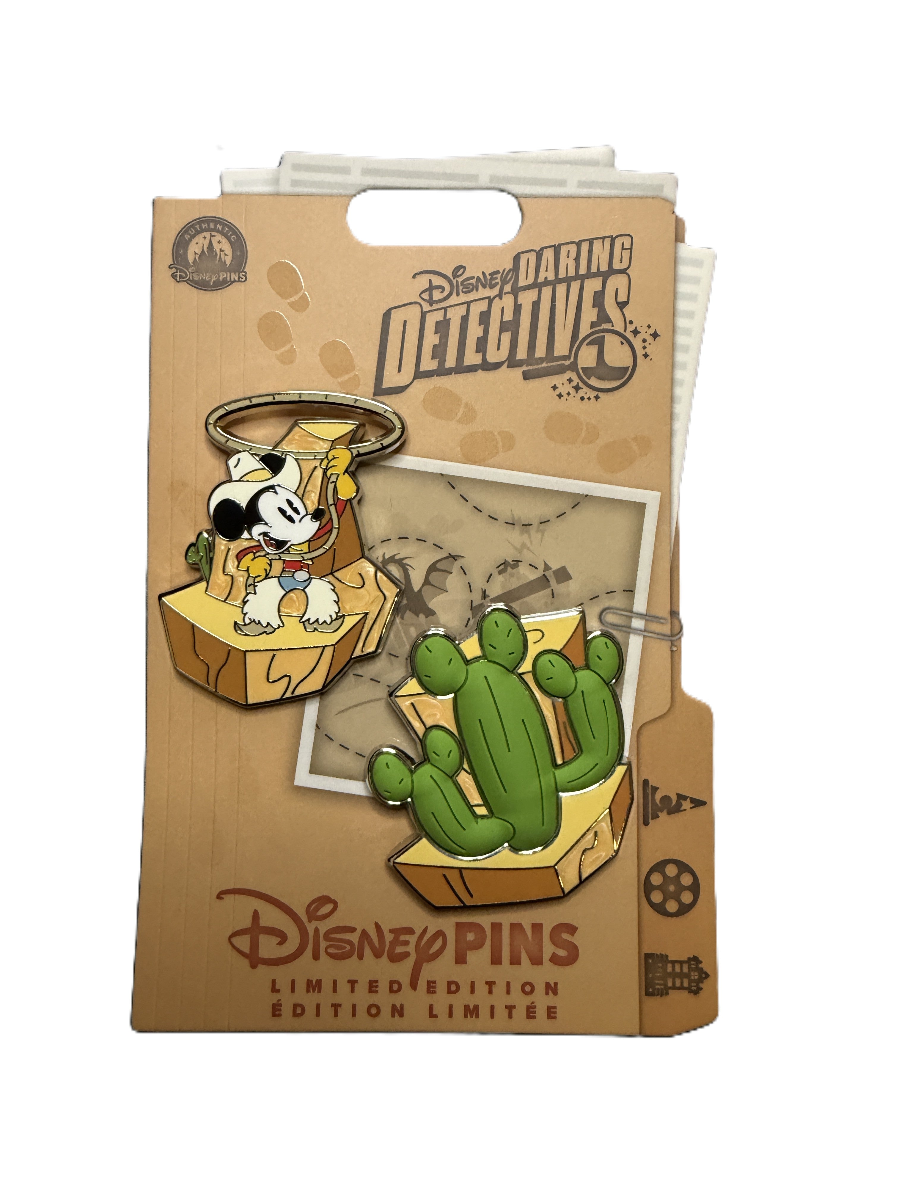 Disney Daring Detectives Runaway Railway Mickey Cowboy Cactus LE 2-Pin Set