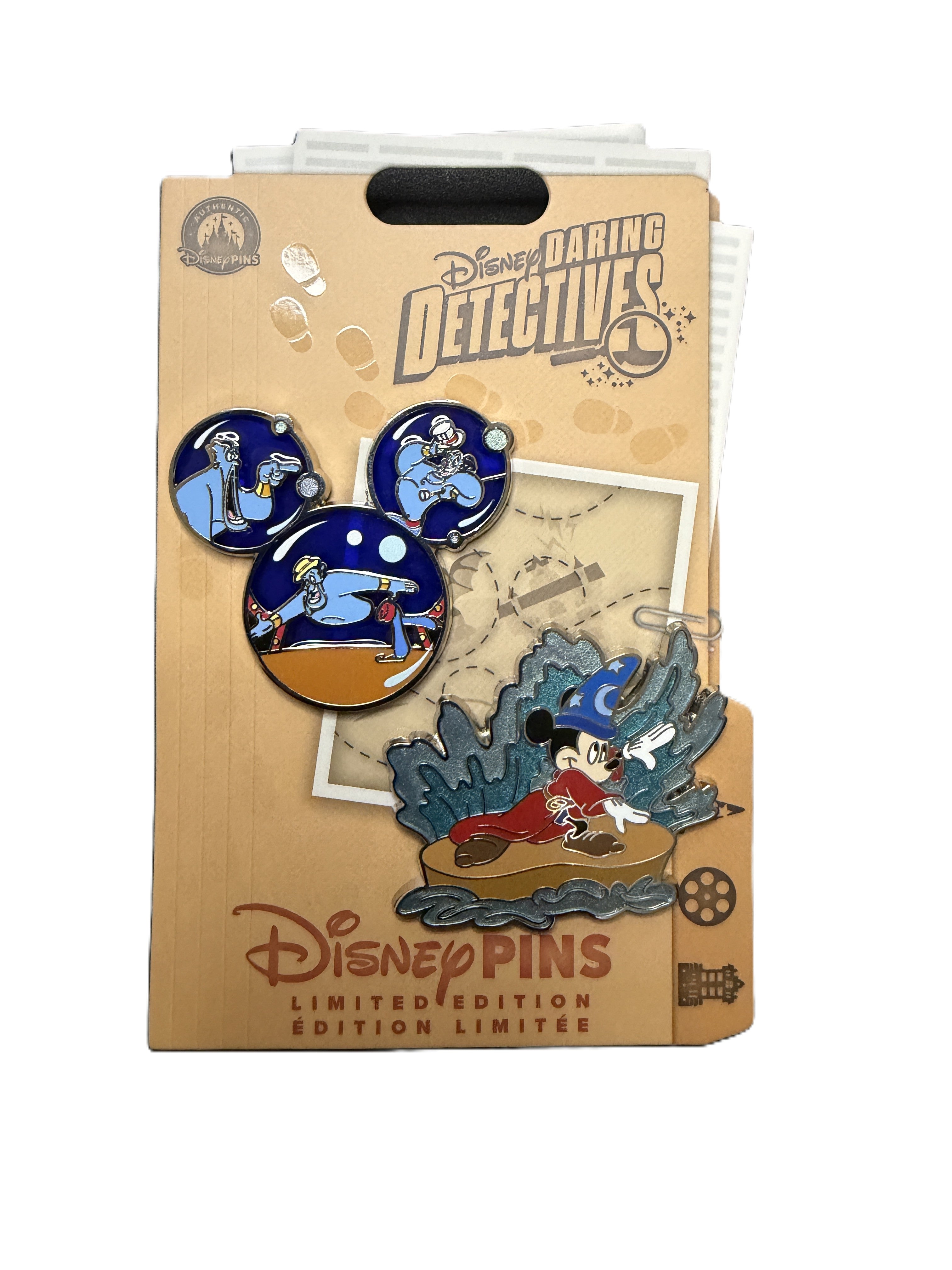 Disney Daring Detectives Fantasmic Sorcerer Mickey Genie LE 2-Pin Set