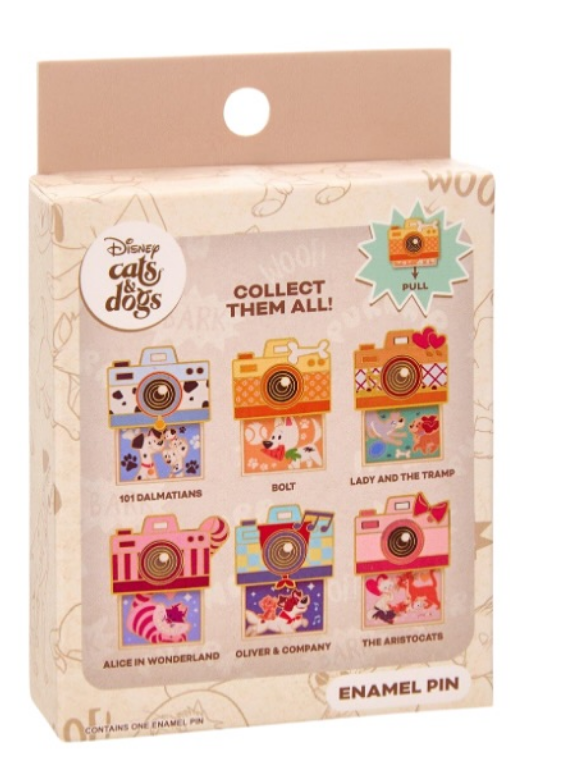 Disney Cats & Dogs Camera Sliding Blind Box Enamel Pin