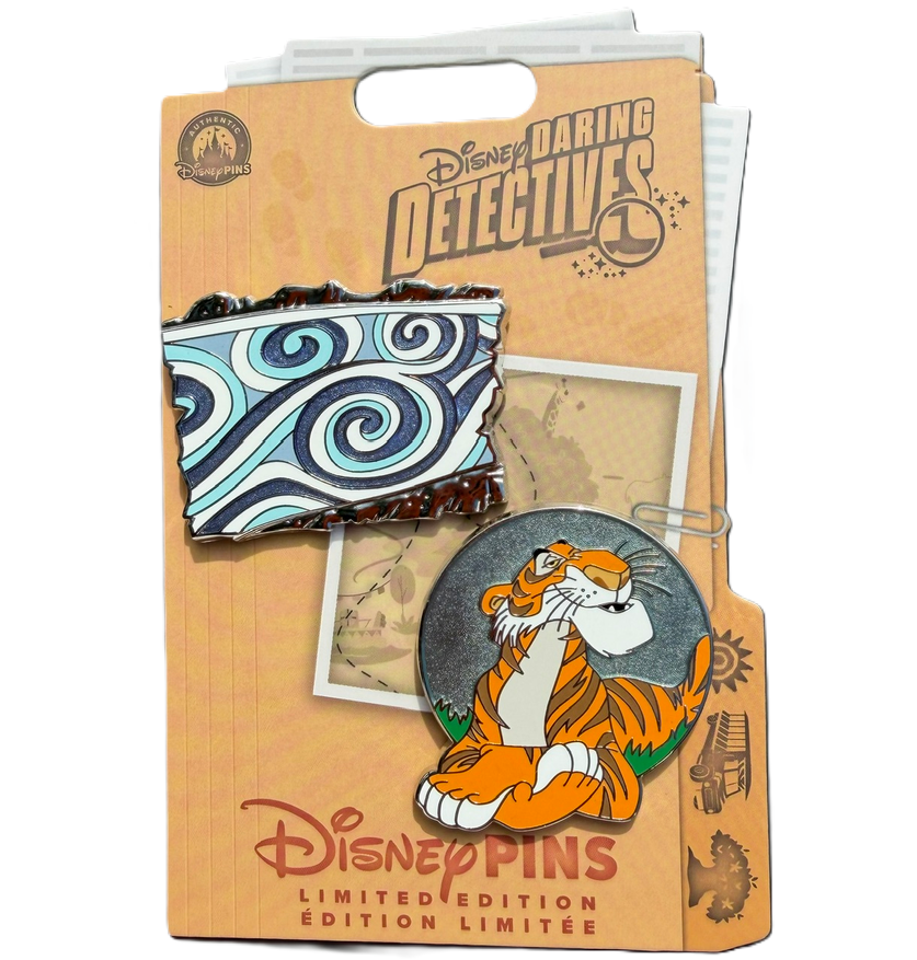 Disney Daring Detectives limited edition pin packaging with a tiger design.