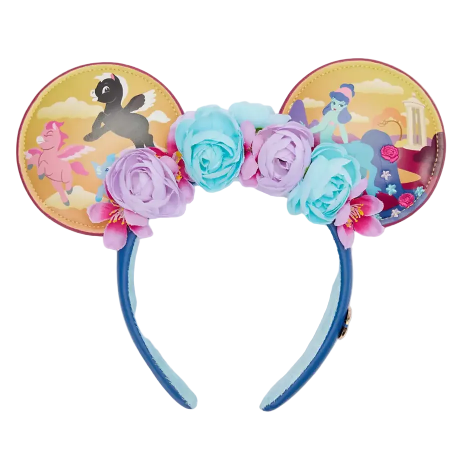 Floral headband with Disney-themed ears on a white background