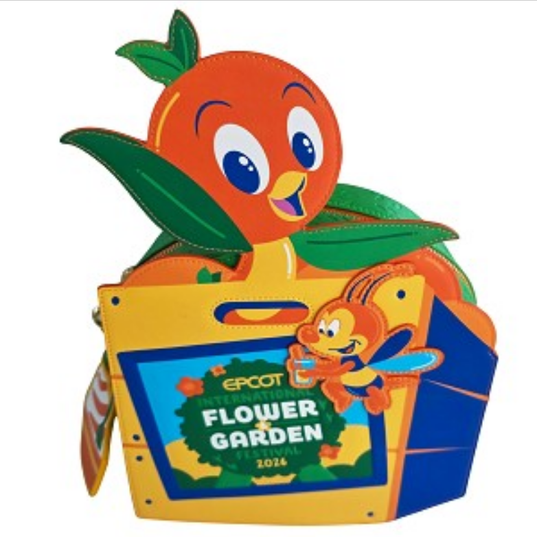 Animated orange character with a 'Epcot Flower & Garden' theme on a white background