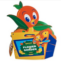 Animated orange character with a 'Epcot Flower & Garden' theme on a white background