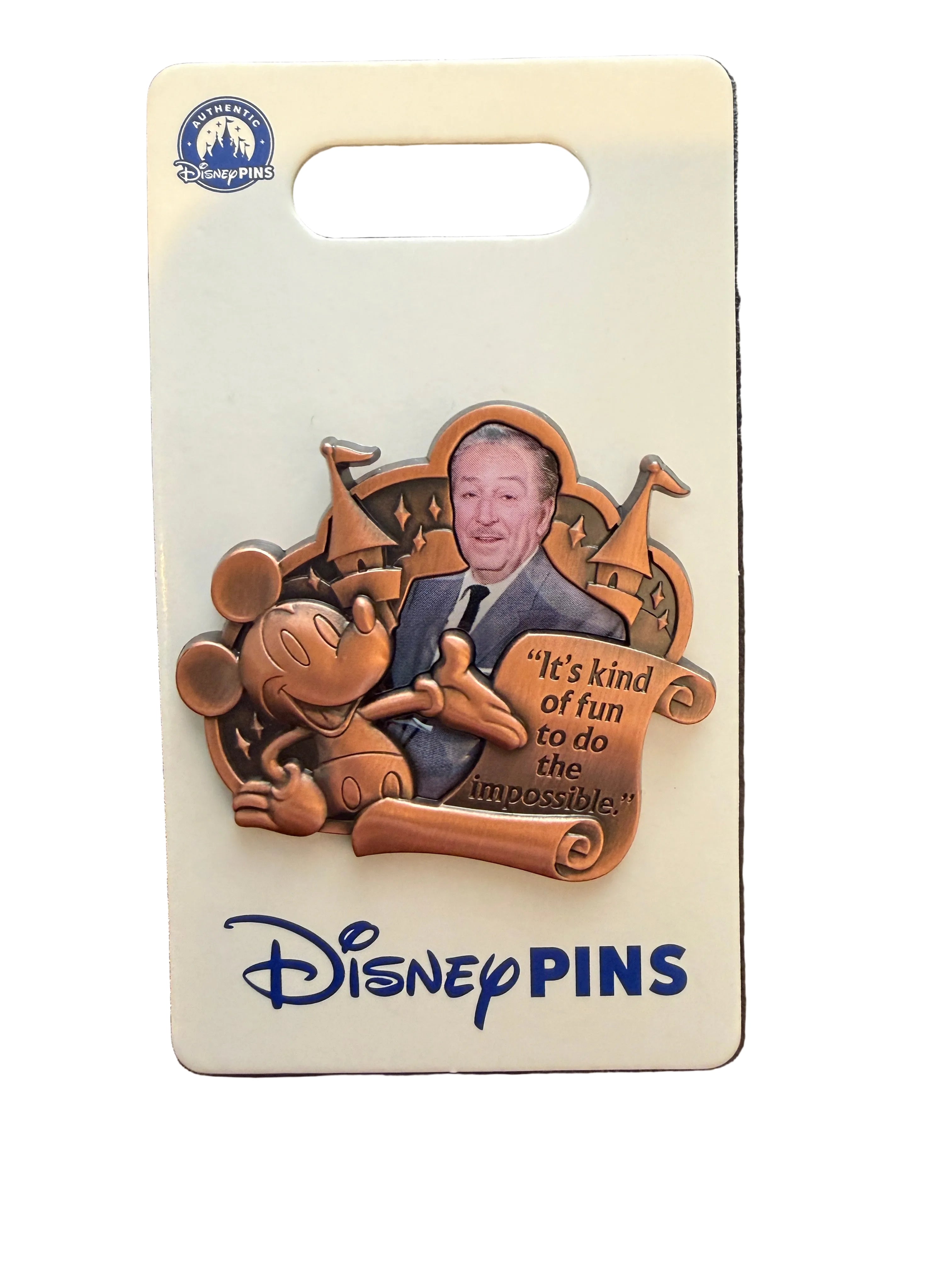 Disney Walt "It's Kind of Fun to Do the Impossible" Sculpted Scroll OE Pin