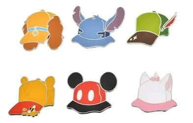 Set of colorful character hats on a white background