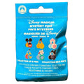 Blue Disney packaging for a collection of mystery pins on a white background