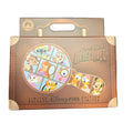 Brown packaging with a circular design featuring cartoon characters on a dark background