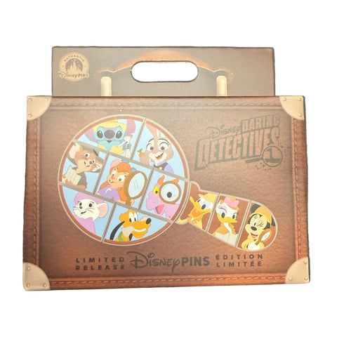 Brown packaging with a circular design featuring cartoon characters on a dark background