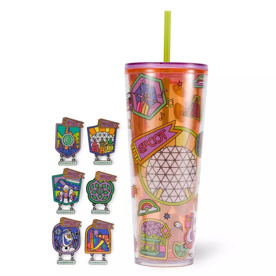 Disney Starbucks Tumbler with Straw Epcot with Mystery Pin Blind Pack