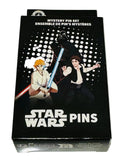 Star Wars pins mystery set packaging with characters on a black background