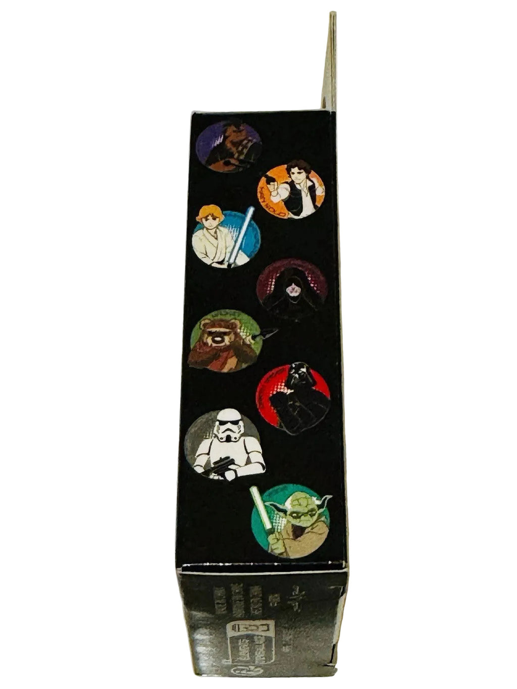 Box with colorful character illustrations on a white background