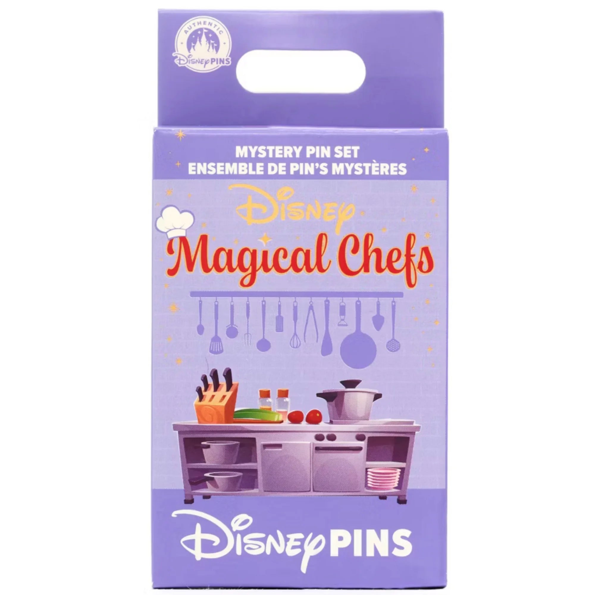Disney Magical Chefs mystery pin set packaging on a white background